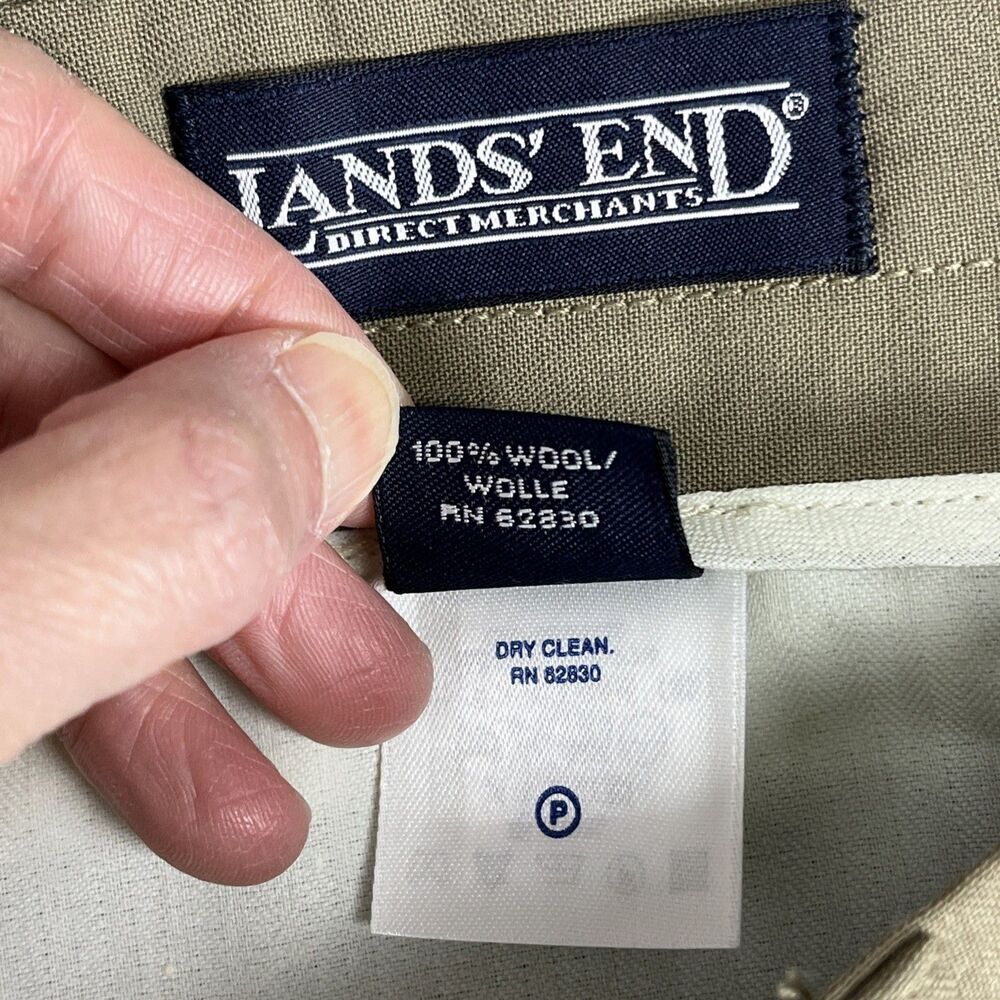 VTG Lands' End Year‎ Rounder Wool Trousers 44X28 Dark Khaki Mexico NWT DEFECTIVE - Picture 9 of 11